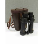 A pair of WWII Barr & Stroud 7x binoculars with leather case