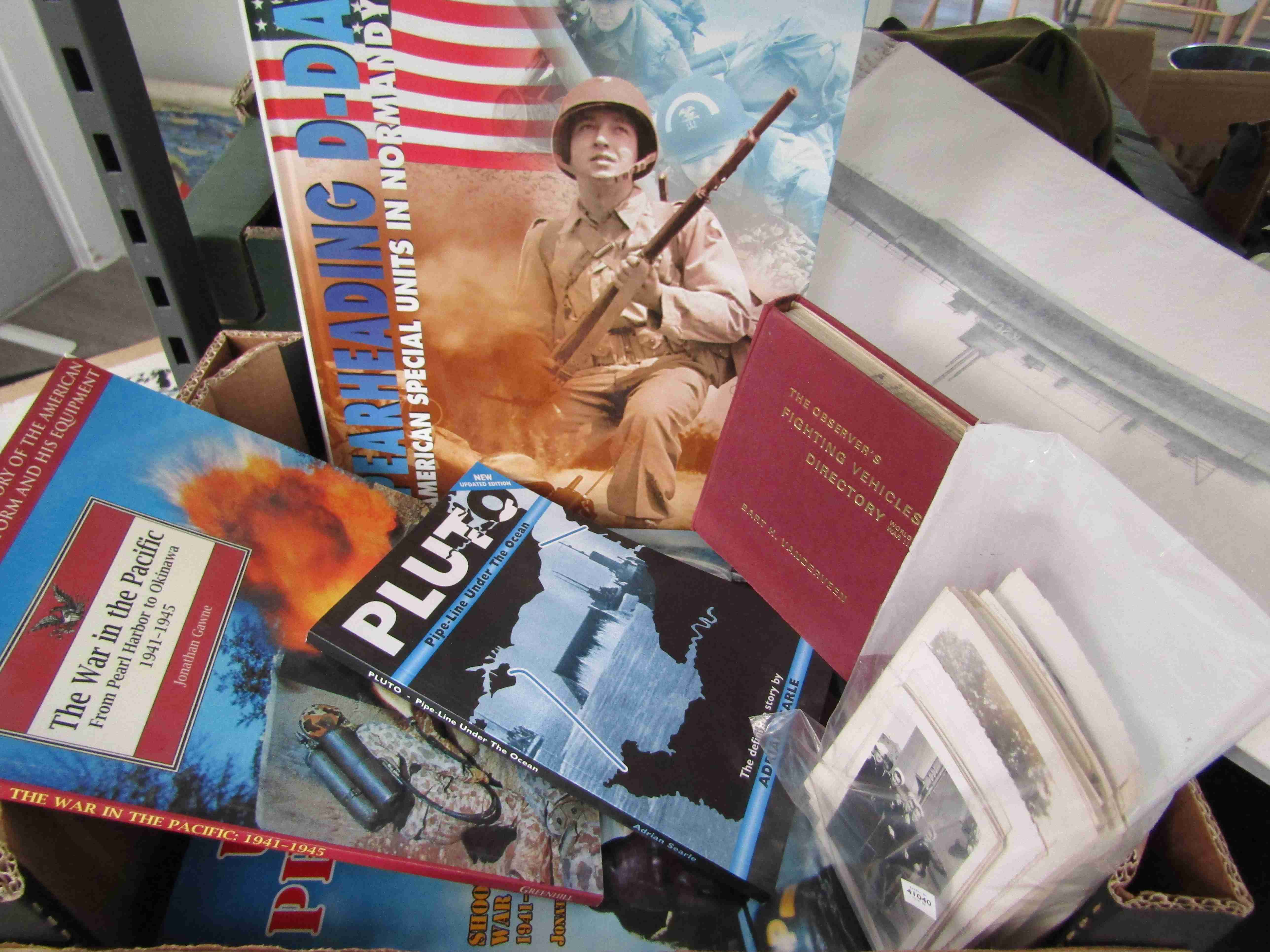 A quantity of military reference books including Spearheading D-Day American Special Units in