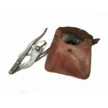 A WWII soldier's field saw with 1942 dated leather case complete with 1942 dated handles,