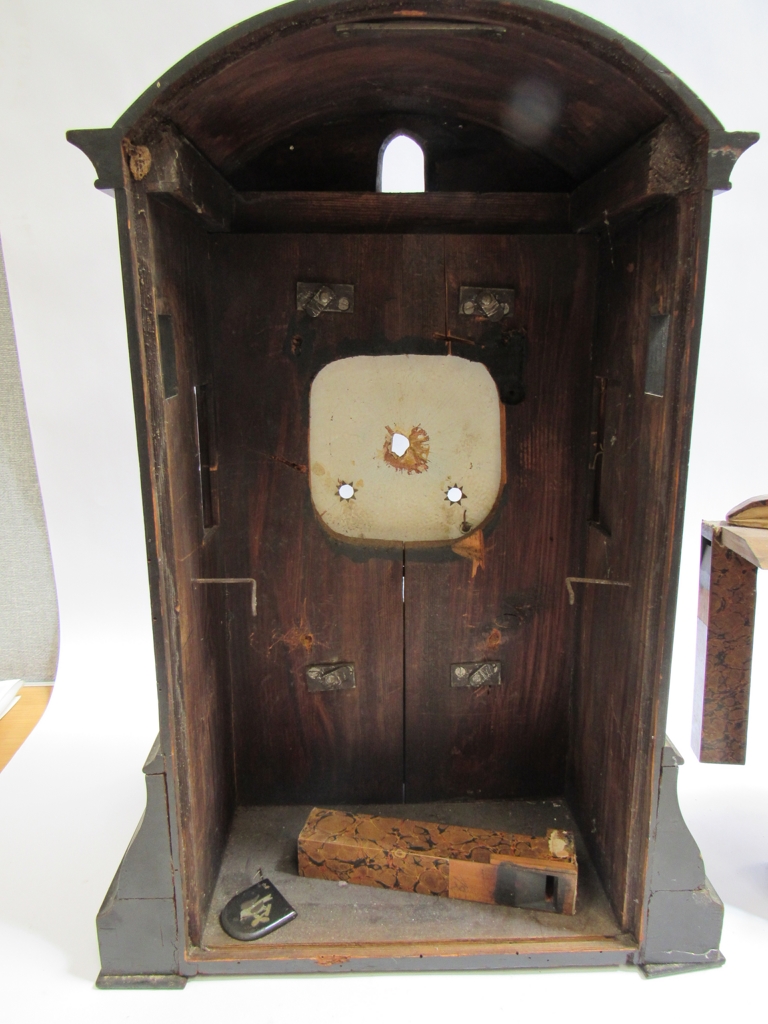 An early to mid 19th Century ebonised cuckoo table/bracket clock for restoration (back board, dial - Image 5 of 13