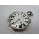 A late 19th Century silver cased open faced pocket watch, Roman enamelled dial signed Parkinson