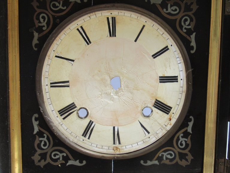 An early to mid 19th Century ebonised cuckoo table/bracket clock for restoration (back board, dial - Image 2 of 13