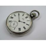 A late 19th Century Dent, London silver cased pocket watch, Roman enamelled dial with subsidiary