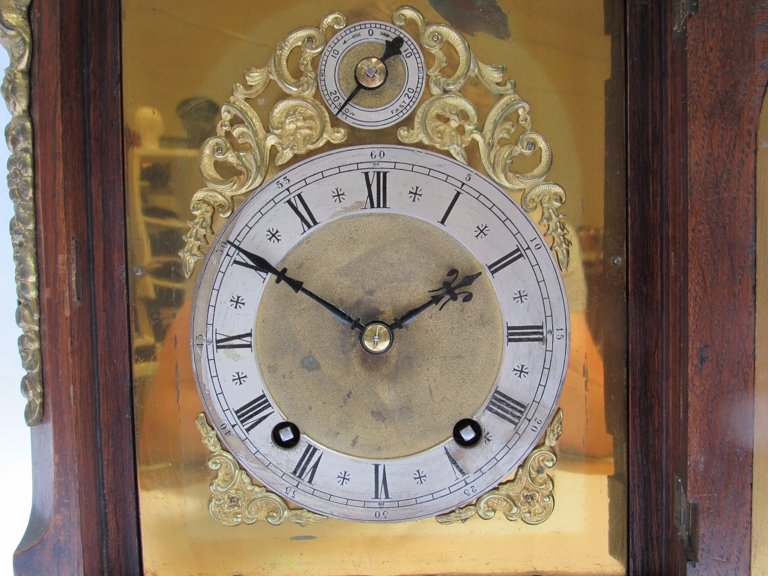 A late 19th Century Winterhalder & Hofmeier oak bracket clock with ormolu finials, mounts and - Image 3 of 6