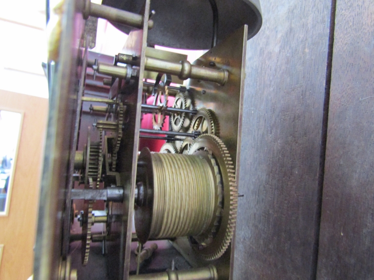 A George III oak longcase clock, the brass broken arch 11.5'' dial with silvered chapter ring, - Image 11 of 16