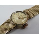 LONGINES: A lady's 9ct gold manual wind bracelet watch, some wear to bracelet links, case diameter