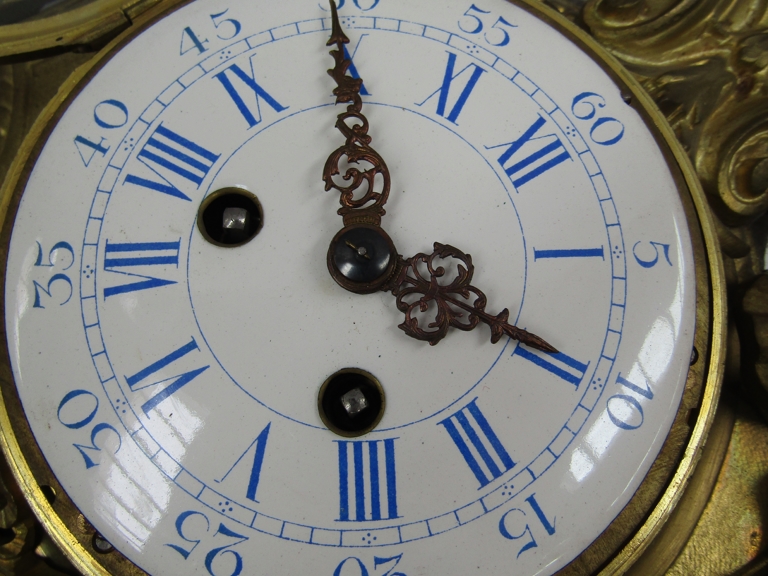 A late 19th heavy gilt cast metal French Cartel clock, 8 day Japy Freres movement with countwheel - Image 2 of 8