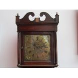 A early 18th Century oak cased 8 day longcase clock, the 12'' square brass Roman dial signed