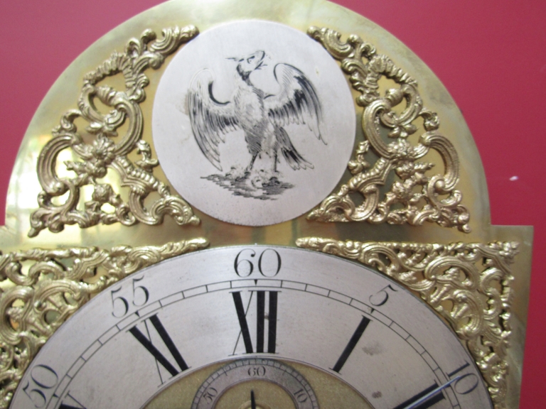 A George III oak longcase clock, the brass broken arch 11.5'' dial with silvered chapter ring, - Image 9 of 16