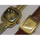 Two lady's vintage automatic wristwatches in steel and gold pated cases: Omega De Ville and