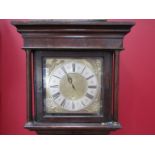 A late 18th Century mahogany longcase clock, the 11'' square brass dial with silvered Roman