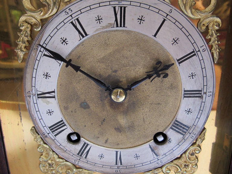 A late 19th Century Winterhalder & Hofmeier oak bracket clock with ormolu finials, mounts and - Image 4 of 6