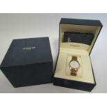 RAYMOND WEIL: A gold plated quartz gents bracelet watch with quick set date function, ref 5598,