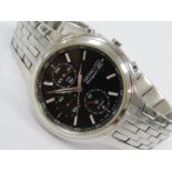 A Seiko stainless steel quartz chronograph bracelet watch with date and alarm functions, dial