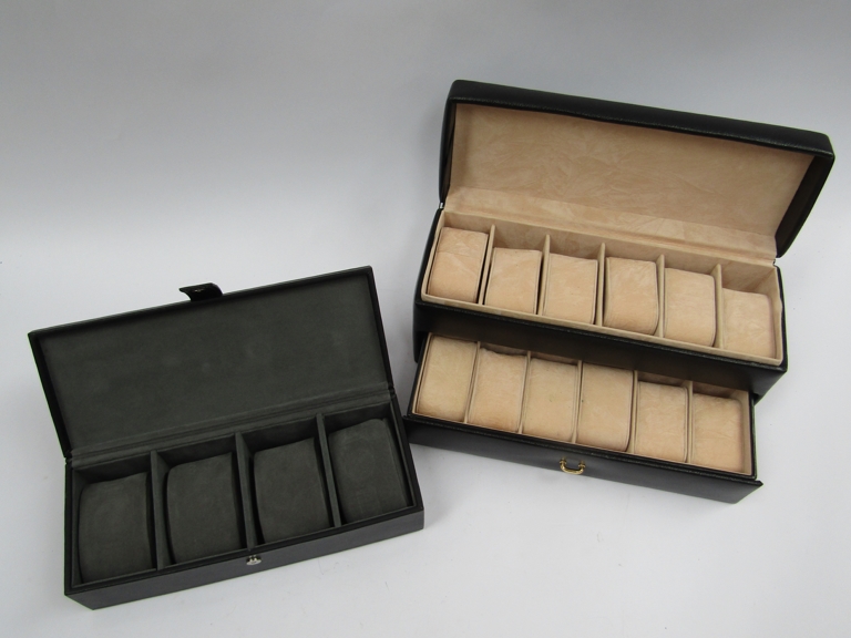 A Jasper Conran display box for 4 watches and another for twelve watches (2)