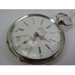 A late 19th Century white metal (800) open faced pocket watch with Roman enamelled dial a/f and