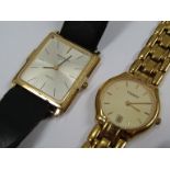 Two gold plated quartz wristwatches, Tissot and Raymond Weil (2)