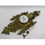 A late 19th heavy gilt cast metal French Cartel clock, 8 day Japy Freres movement with countwheel