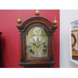 A George III oak longcase clock, the brass broken arch 11.5'' dial with silvered chapter ring,