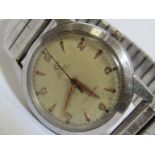 CYMA: A ''Watersport Shock Absorber'' gent's steel cased wristwatch, circa 1950's, Arabic silvered