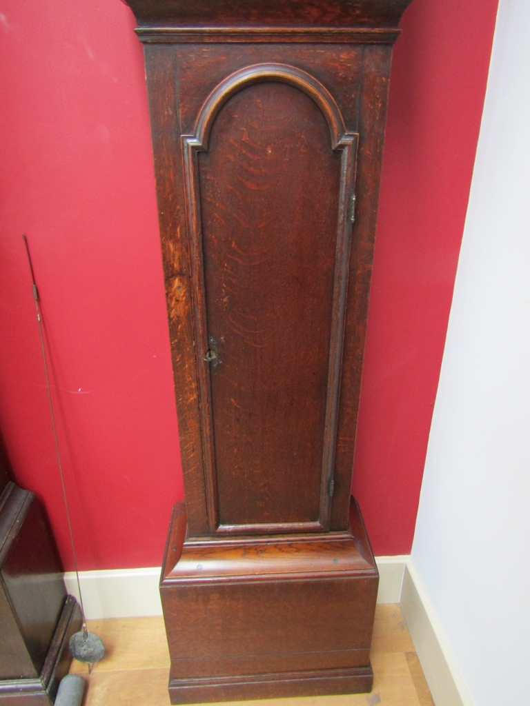 A George III oak longcase clock, the brass broken arch 11.5'' dial with silvered chapter ring, - Image 2 of 16