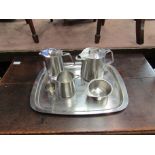 A Robert Welch designed stainless steel six piece tea set for Old Hall including teapot,