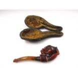 A 19th Century meerschaum pipe with three bird design a/f,