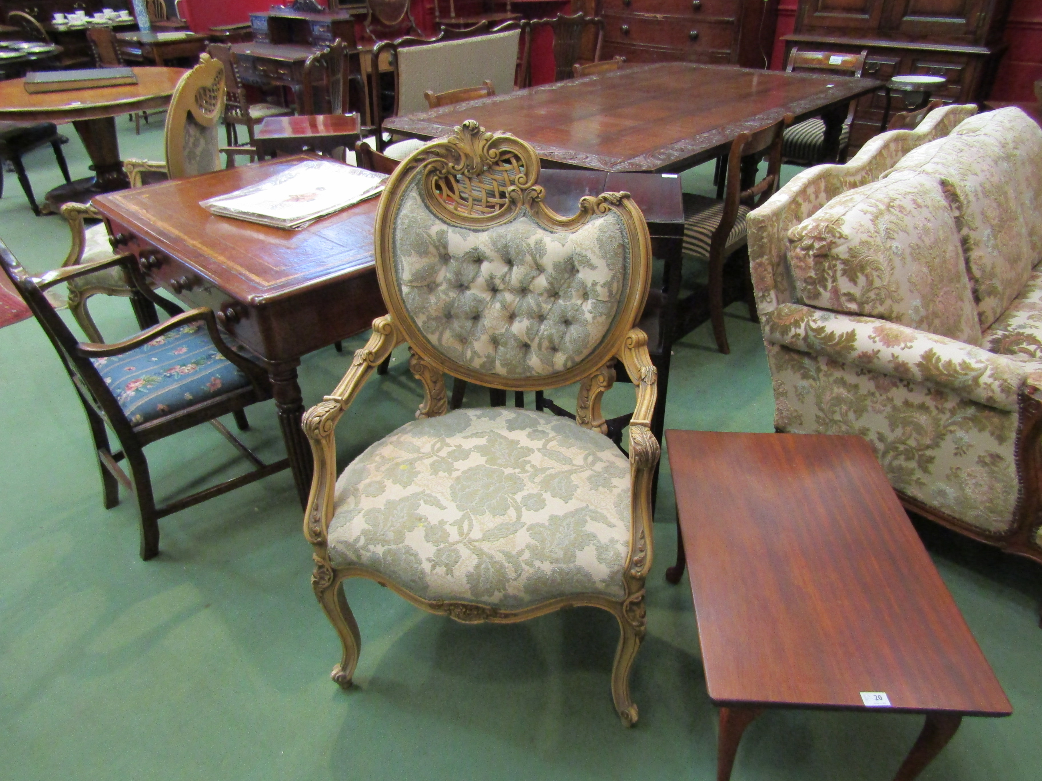 A pair of Rococo style decorative elbow chairs with floral upholstery - Image 2 of 2