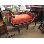 A Victorian mahogany stool with scrolled reeded detail,