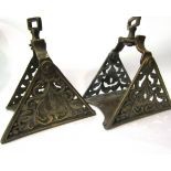 A pair of 19th Century Islamic Turkish brass stirrups