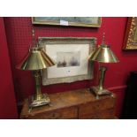 Two brass electric table lamps