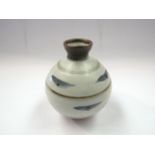 A Lowerdown Pottery porcelain bud vase painted with dash and dot detail.