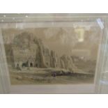 David ROBERTS. Tinted lithograph "Petra Showing the Upper or Eastern End of the Valley". c.1855.