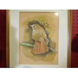 JOE WALTERS (XX) A framed and glazed watercolour of a Nightingale signed bottom right,