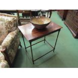 A George III mahogany lamp table the rectangular top on turned fine legs joined by stretchers