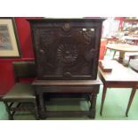 An 18th Century country house carved oak estate cabinet,