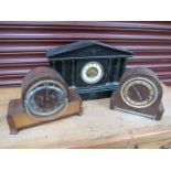 A Victorian marble mantel clock and two 1950s mantel clocks a/f (3)
