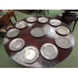 A selection of twelve pewter plates