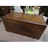 A Regency rosewood tea caddy with fitted interior and later glass inset mixing bowl