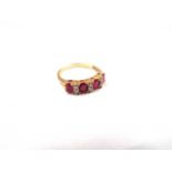 A ruby and diamond half hoop ring,
