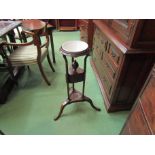 A George III revival mahogany wash stand with two drawers and ceramic bowl on tripod base