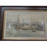 After C.W. ADDERTON (1866 - 1944): A print of a moored boat, North England/Scotland.