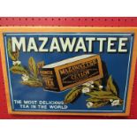 A hand painted "Nazawattee" tea metal advertising sign on beech panel.