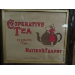 A vintage Cooperative Tea advertisng print framed and glazed