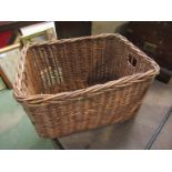 A wicker storage basket