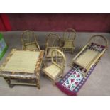 A selection of Victorian bamboo doll's house furniture