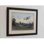 FRANK JOSEPH HENRY GARDINER (1942-): A watercolour depicting WWII air base, Spitfire,