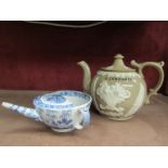 A Victorian stoneware teapot (named J.