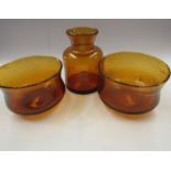 Erik Hoglund - A pair of Boda amber glass bowls with internal bubbles, etched NoH553/130 to base.