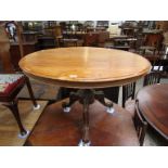 A Victorian mahogany breakfast table, no fixing bolts,